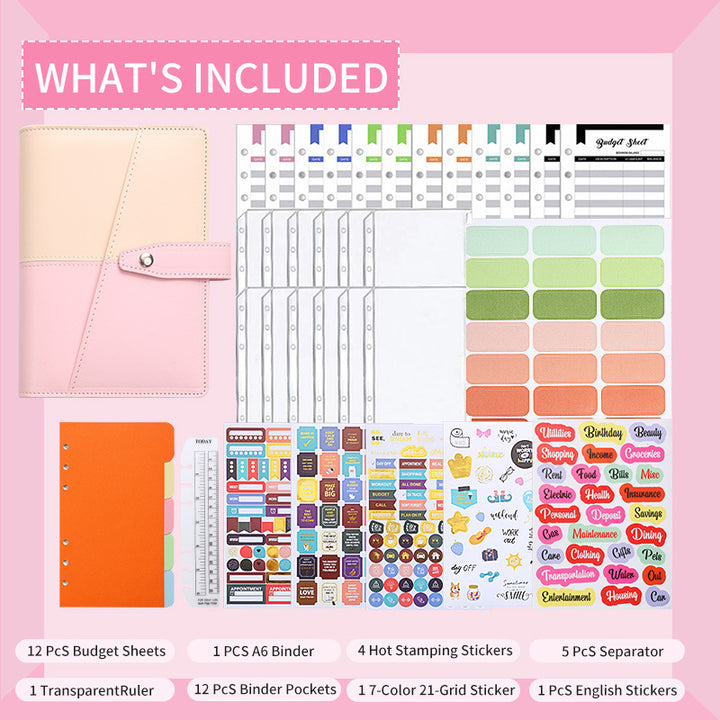 Stitching Macaron A6 Loose-leaf Bookkeeping Notebook Creative Cash Budget Financial Planning Hand Account Book School Season