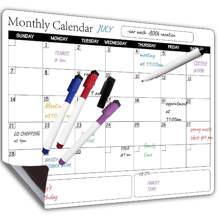 A3 Rewritable Monthly and Weekly Planner Magnetic Calendar Refrigerator Magnet Custom Message Soft Whiteboard - ShopMoneywithHoney