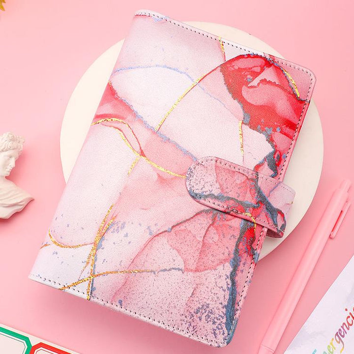 A6 Binder Hand Ledger Marble Notebook Leather PU 6 Hole Binder Cash Budget - ShopMoneywithHoney