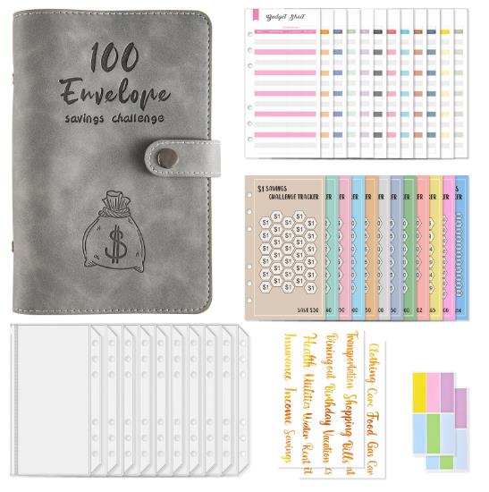 A6 loose - leaf 100 - day challenge saving money budget plan loose - leaf notebook handbook - ShopMoneywithHoney