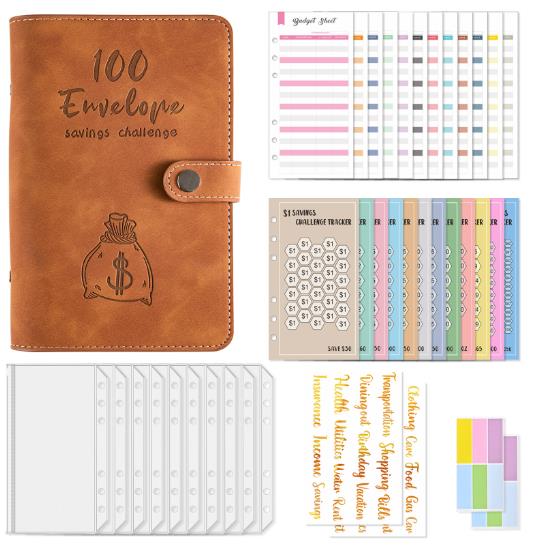 A6 loose - leaf 100 - day challenge saving money budget plan loose - leaf notebook handbook - ShopMoneywithHoney