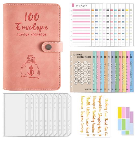 A6 loose - leaf 100 - day challenge saving money budget plan loose - leaf notebook handbook - ShopMoneywithHoney